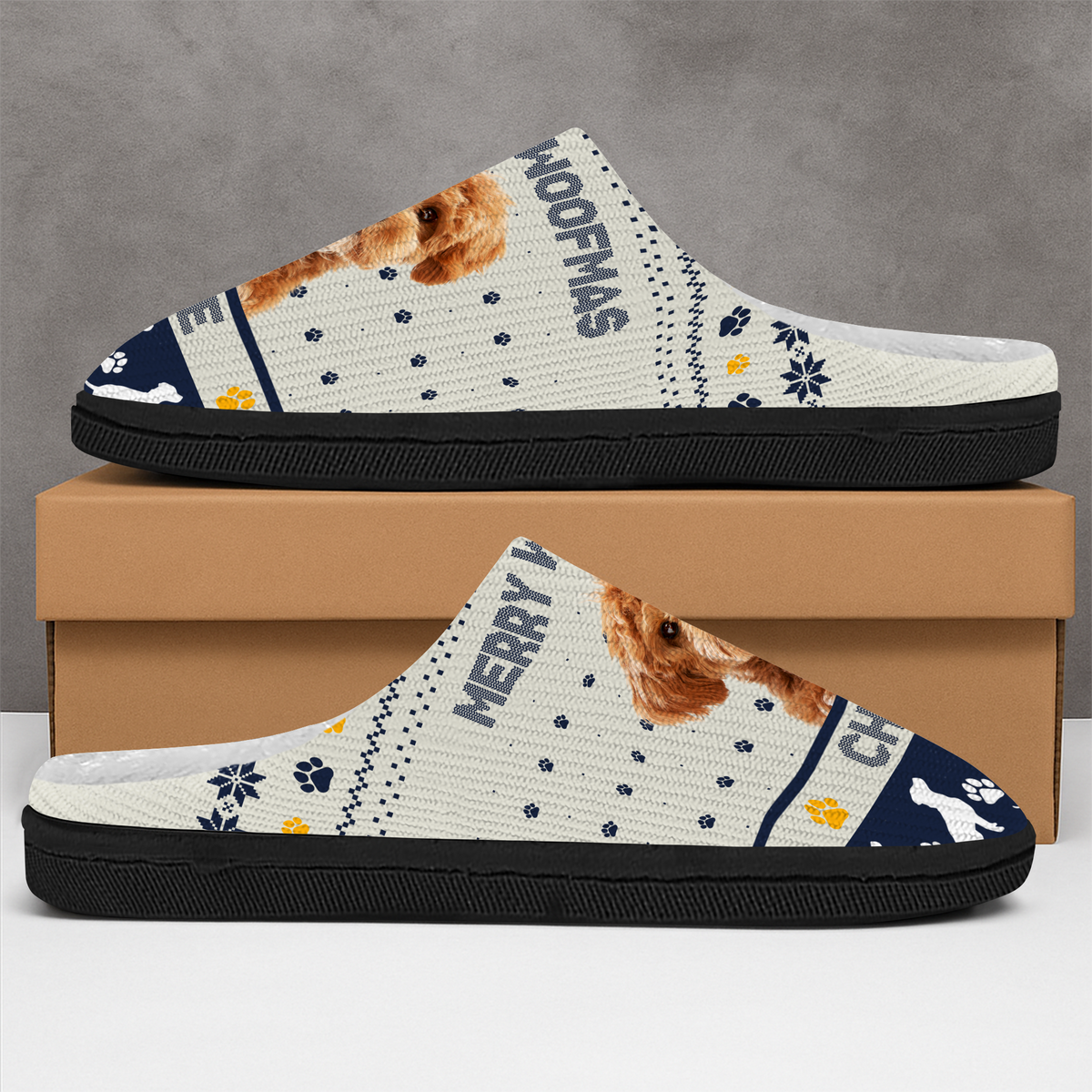Custom Photo Meowy Christmas Merry Woofmas Dog Cat Slippers HO82 894868