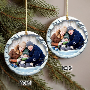 Custom Family Photo Christmas Ceramic Ornament HA75 897548