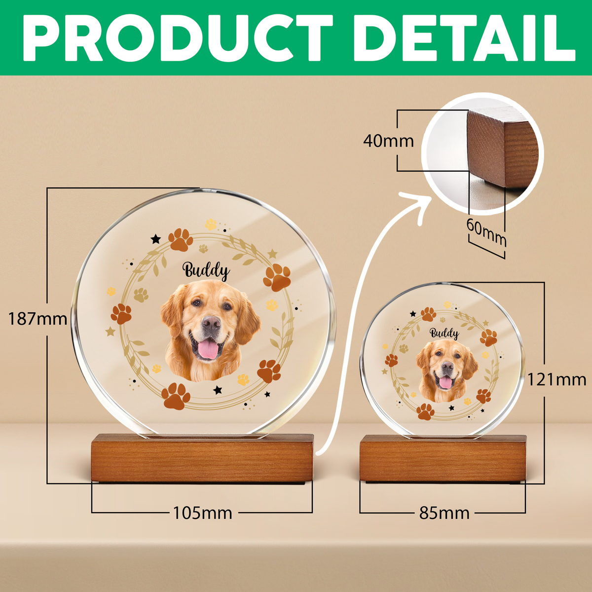 Custom Dog Photo For Dog Lovers Round Acrylic Frame Block HO82 894156