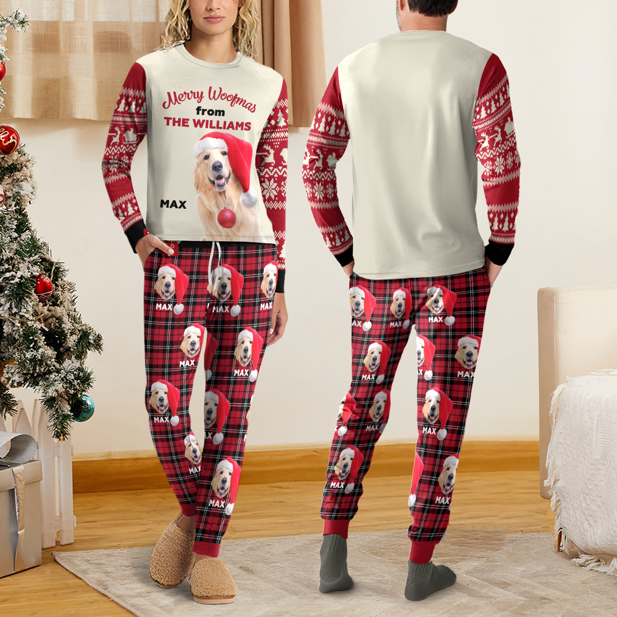 Custom Photo Merry Woofmas Sleepwear For Dog Lovers LM32 895581