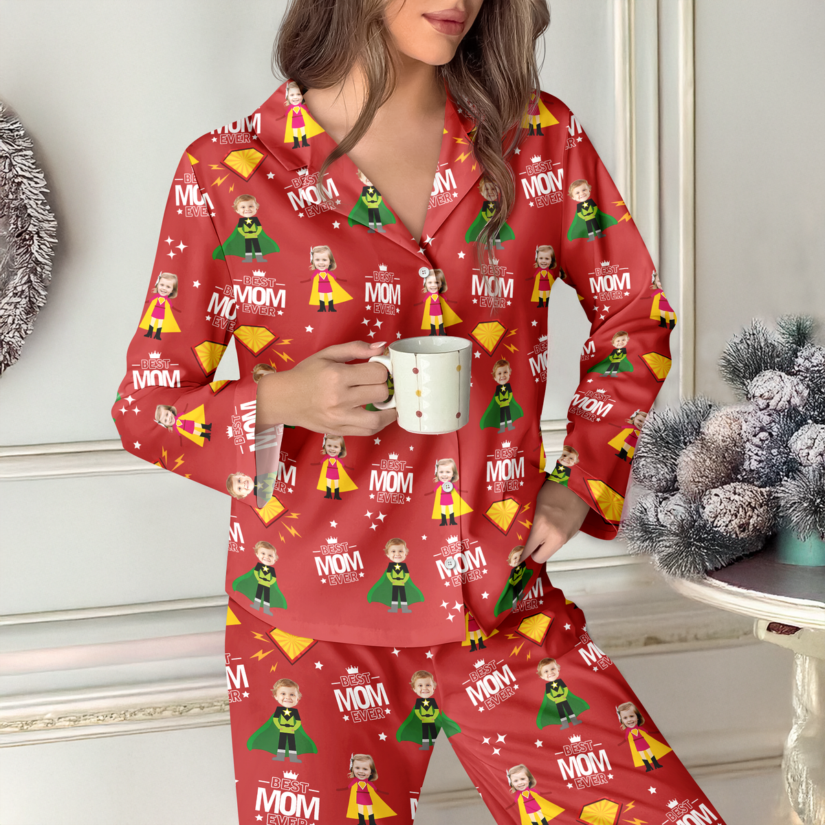 Custom Face Kid Best Mom Ever, Best Dad Ever Pajamas HA75 892878