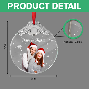 Custom Photo Couple Metal Glass Ornament For Christmas HA75 897178