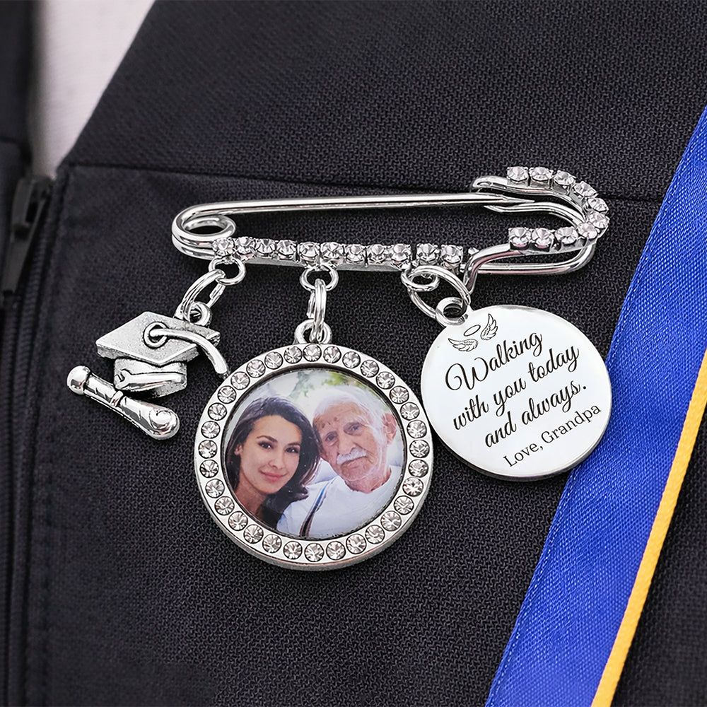 Personalized Photo Remembering Loved Ones Graduation Cap Memorial Tassel Picture Lapel Pin HA75 920764