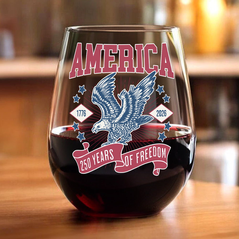 America 1776 - 2026 250 Years Of Freedom Wine Glass HA75 897024