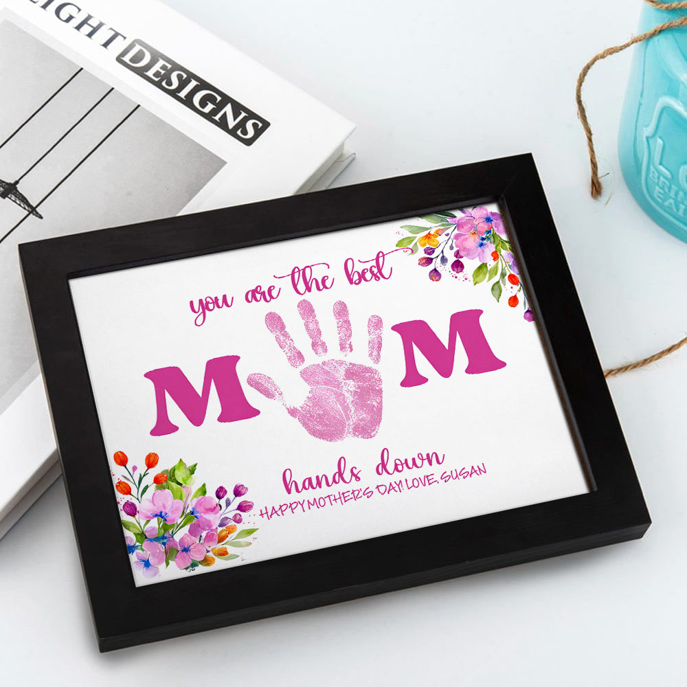 Custom Name You Are The Best Mom Handprint 2-Layered Wooden Plaque With Stand TH10 169011