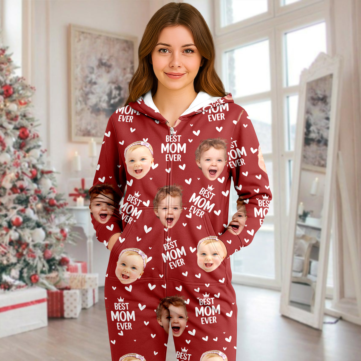 Custom Face Best Dad, Mom Ever Onesie Pajamas, Personalized Gift For Family LM32 669733