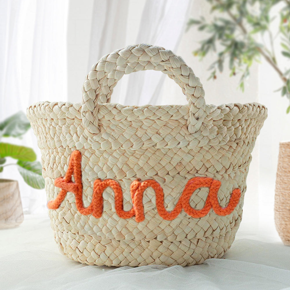 Personalized Name Straw Beach Basket Bag Perfect for Vacation & Picnic LM32 893727