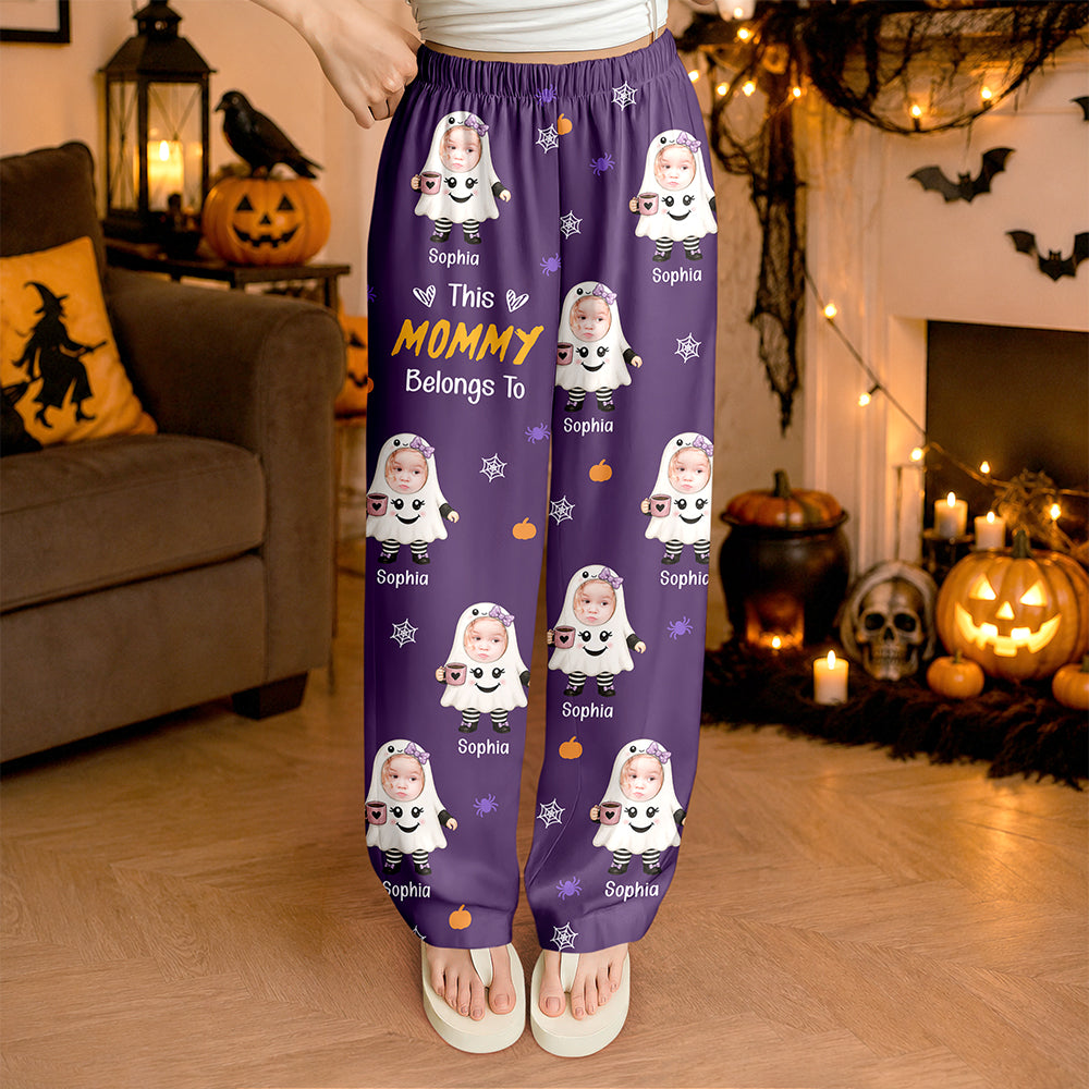 Custom Photo Little Boo This Dad Mom Belongs To Funny Halloween Sweatpants HA75 922002