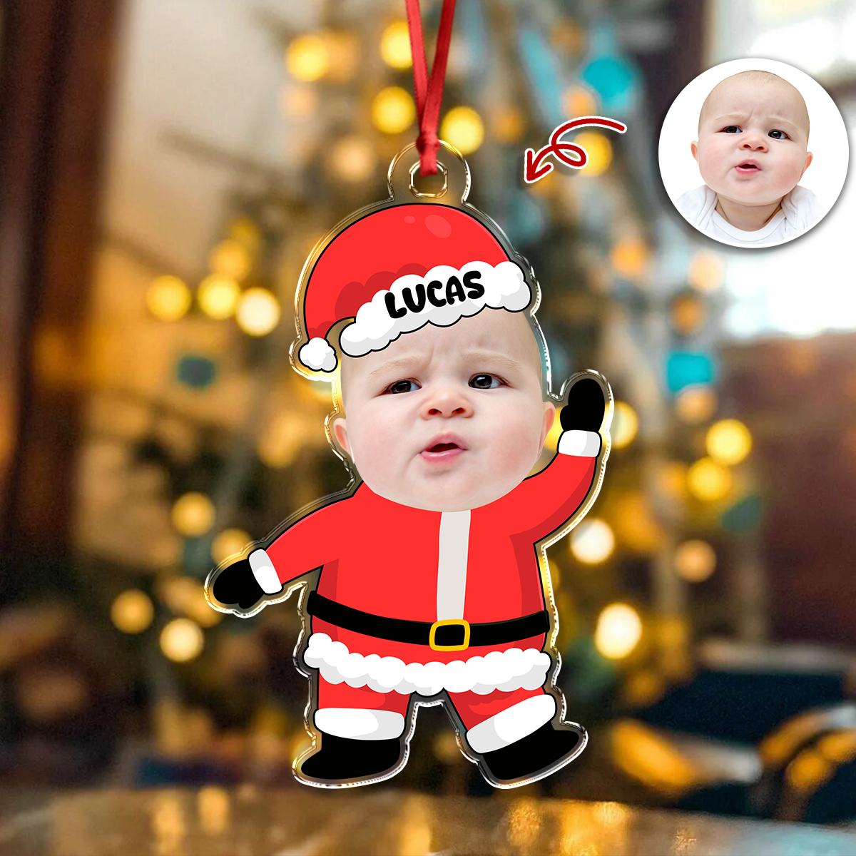 Custom Photo Baby Santa - Personalized Family Acrylic Ornament CH07 899196