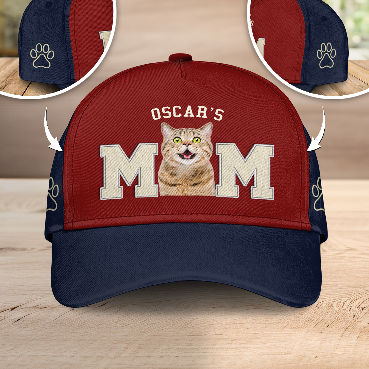 Custom Cat Photo Embroidered Effect Classic Cap Personalized Cat Mom Cat Dad Gifts CH07 899410