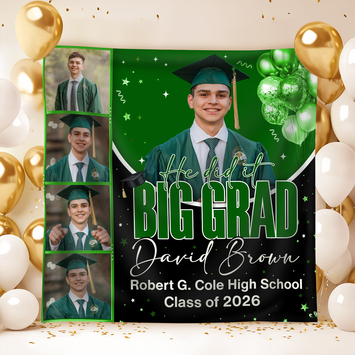 Personalized She Dit It Big Grad Backdrop Graduation Party Decor LM32 899497