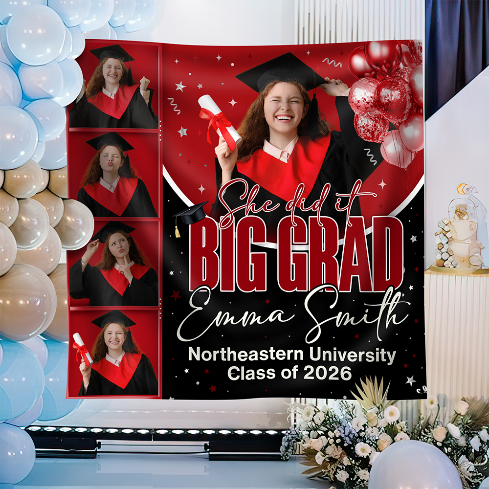 Personalized She Dit It Big Grad Backdrop Graduation Party Decor LM32 899497