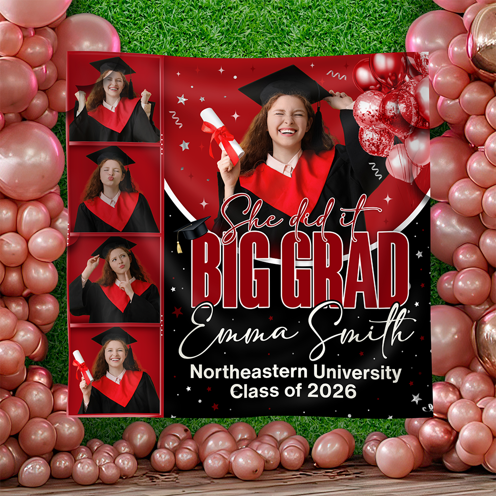Personalized She Dit It Big Grad Backdrop Graduation Party Decor LM32 899497