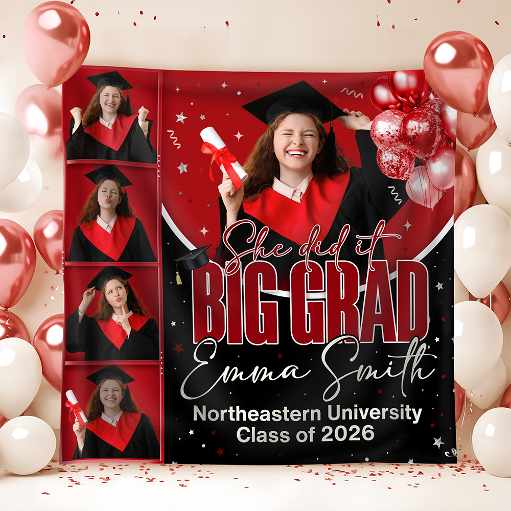 Personalized She Dit It Big Grad Backdrop Graduation Party Decor LM32 899497