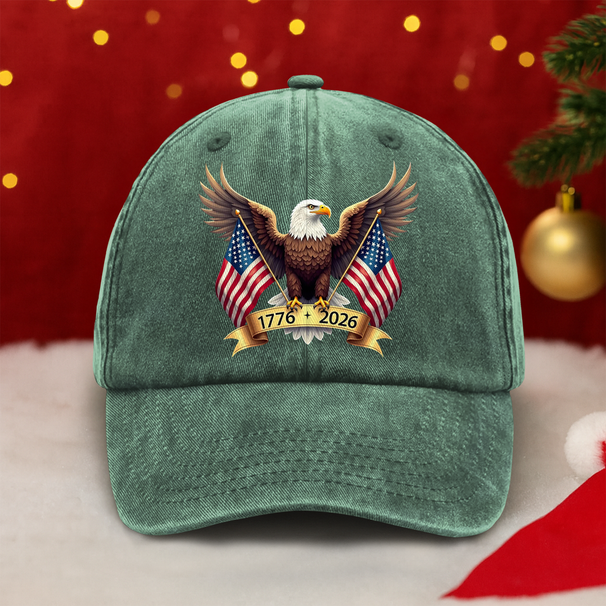 American Eagle and US Flag 250th Birthday USA Washed Denim Baseball Cap HO82 900356