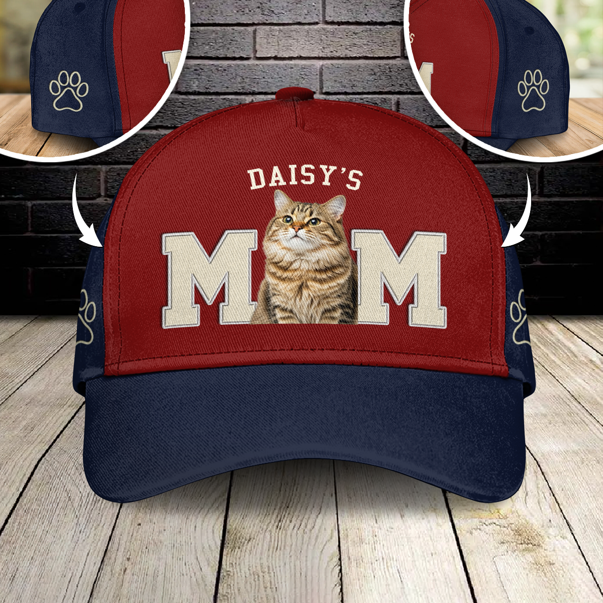 Custom Cat Photo Embroidered Effect Classic Cap Personalized Cat Mom Cat Dad Gifts CH07 899410