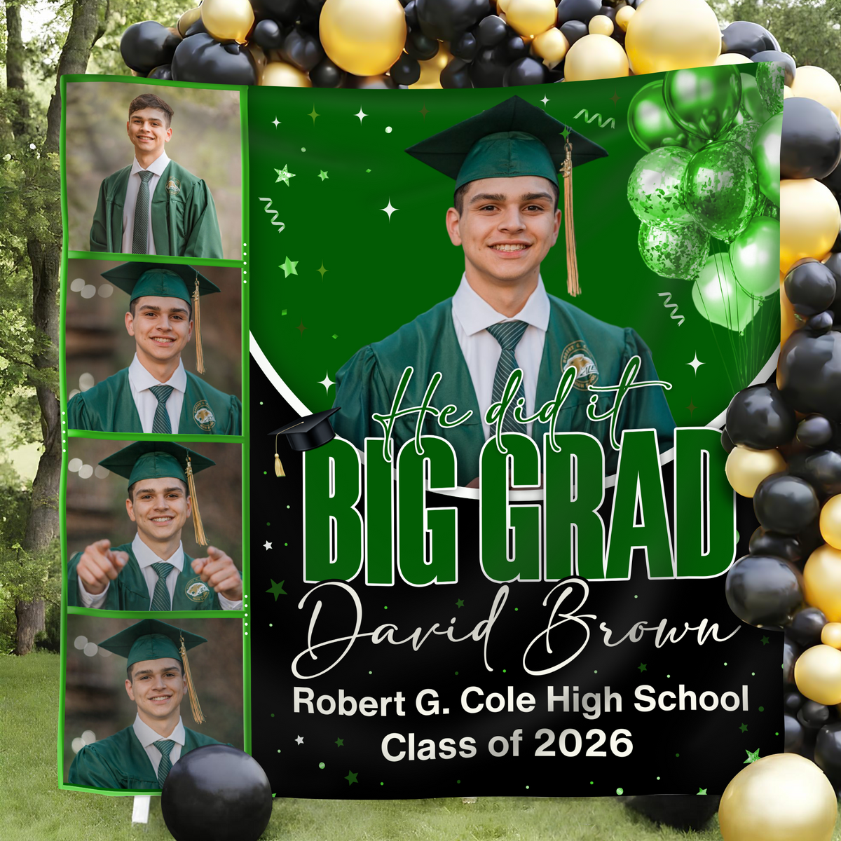 Personalized She Dit It Big Grad Backdrop Graduation Party Decor LM32 899497