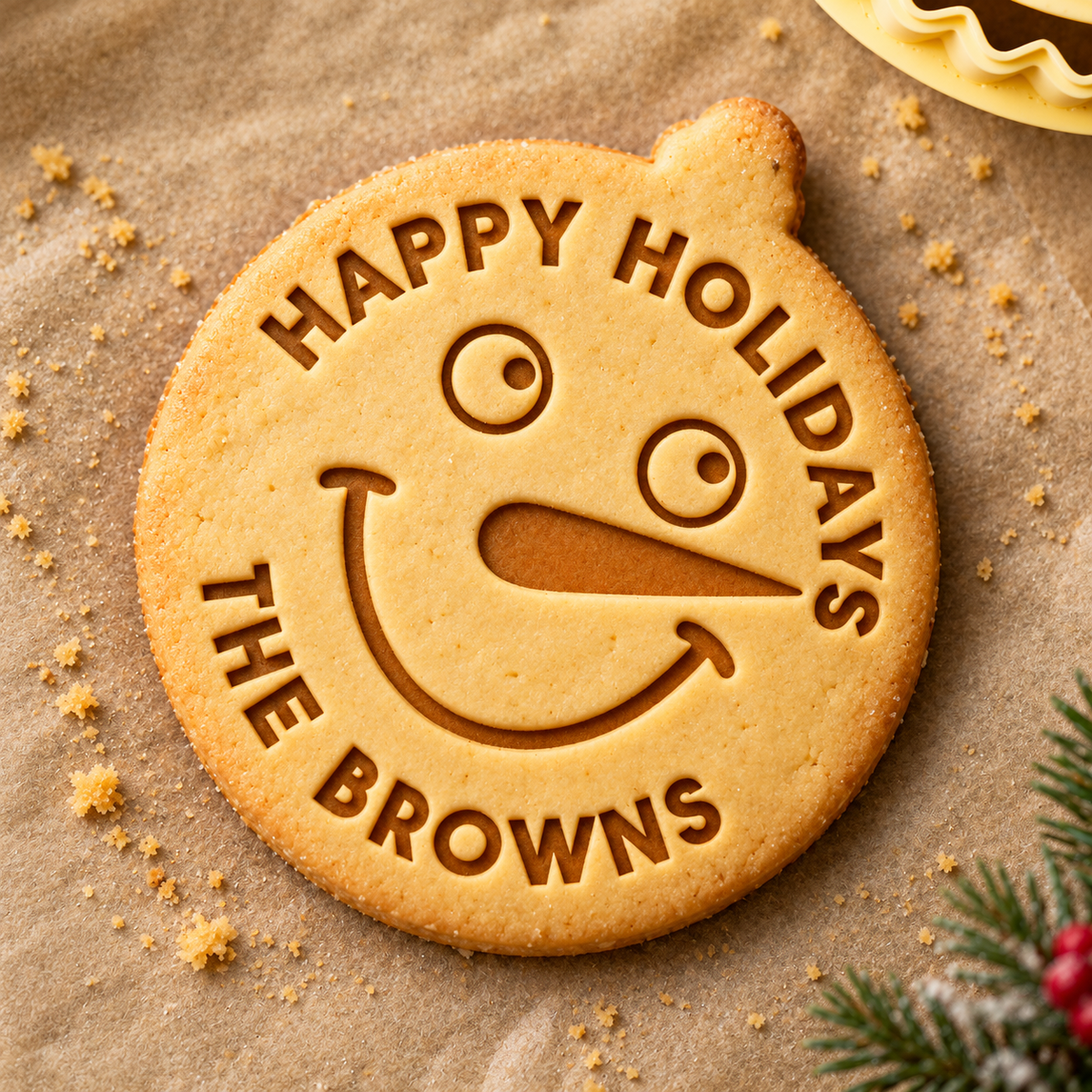Custom Family Name Happy Holidays Cookie Stamp Christmas Baking Gift TH10 171509