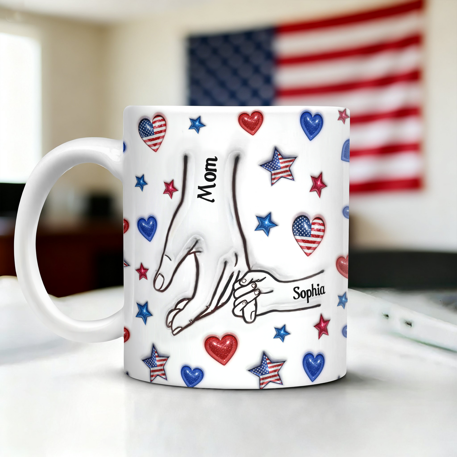 Forever Connected, Hand in Hand - Family Personalized 3D Inflated Effect Printed 3D Mug HA75 920386