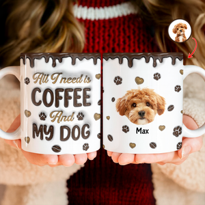 Custom Photo Coffee And Dog - Personalized 3D Inflated Effect Mug LM32 895129