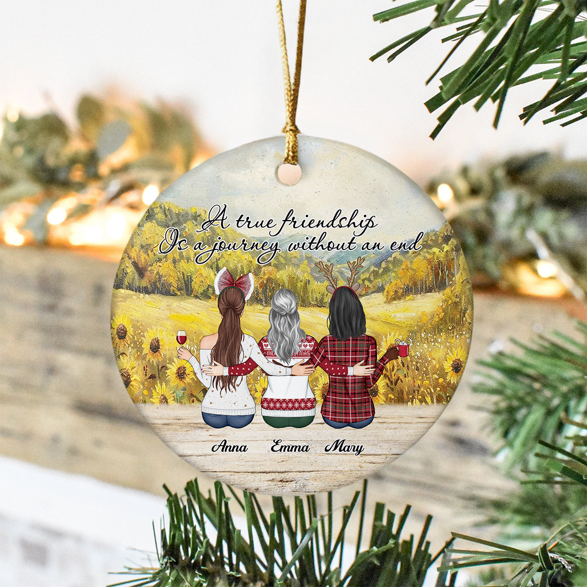 A True Friendship Is A Journey Without An End Personalized Ceramic Ornament For Besties, Friends HA75 897446