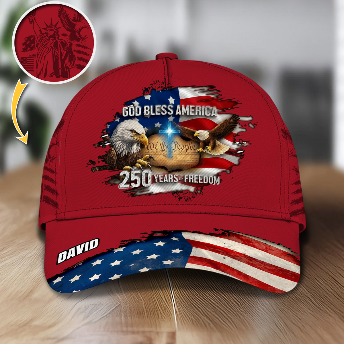 Personalized God Bless America Bald Eagle USA Flag Classic Cap CH07 911248
