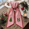 Personalized Christmas Tree Initial Stripe Wreath Sash, Custom Monogram Door Bow Decoration HO82 903918