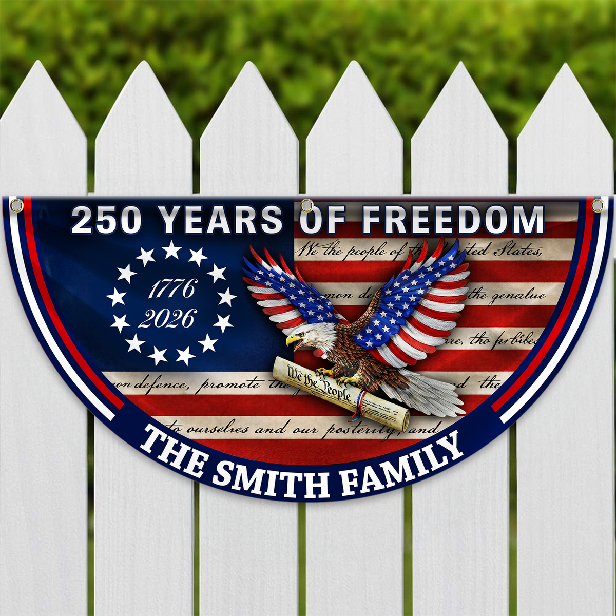 Custom Family Name America 250 Years of Freedom Non-Pleated Fan Flag HO82 901604