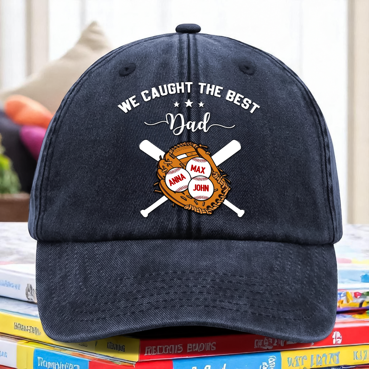 We Caught The Best Dad - Personalized Vintage Washed Denim Baseball Cap HO82 894448
