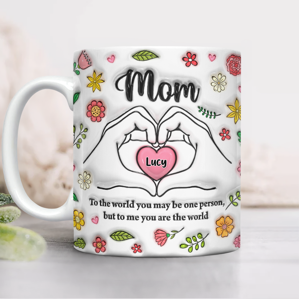 Custom Name Mom's Heart Hand 3D Effect Mug Gift For Mother's Day CH07 910682