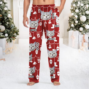 Custom Photo With Christmas Background For Dog Cat Lovers Pajamas T368 889936