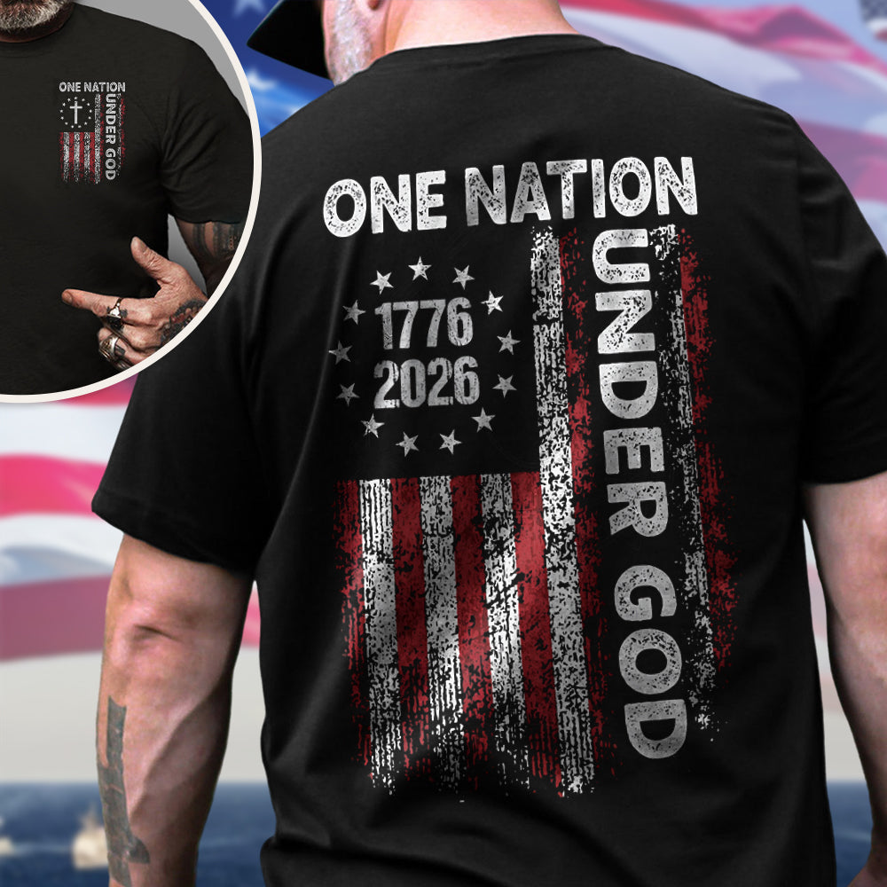 One Nation Under God America 250th 1776-2026 Back & Front Dark Shirt TH10 169059