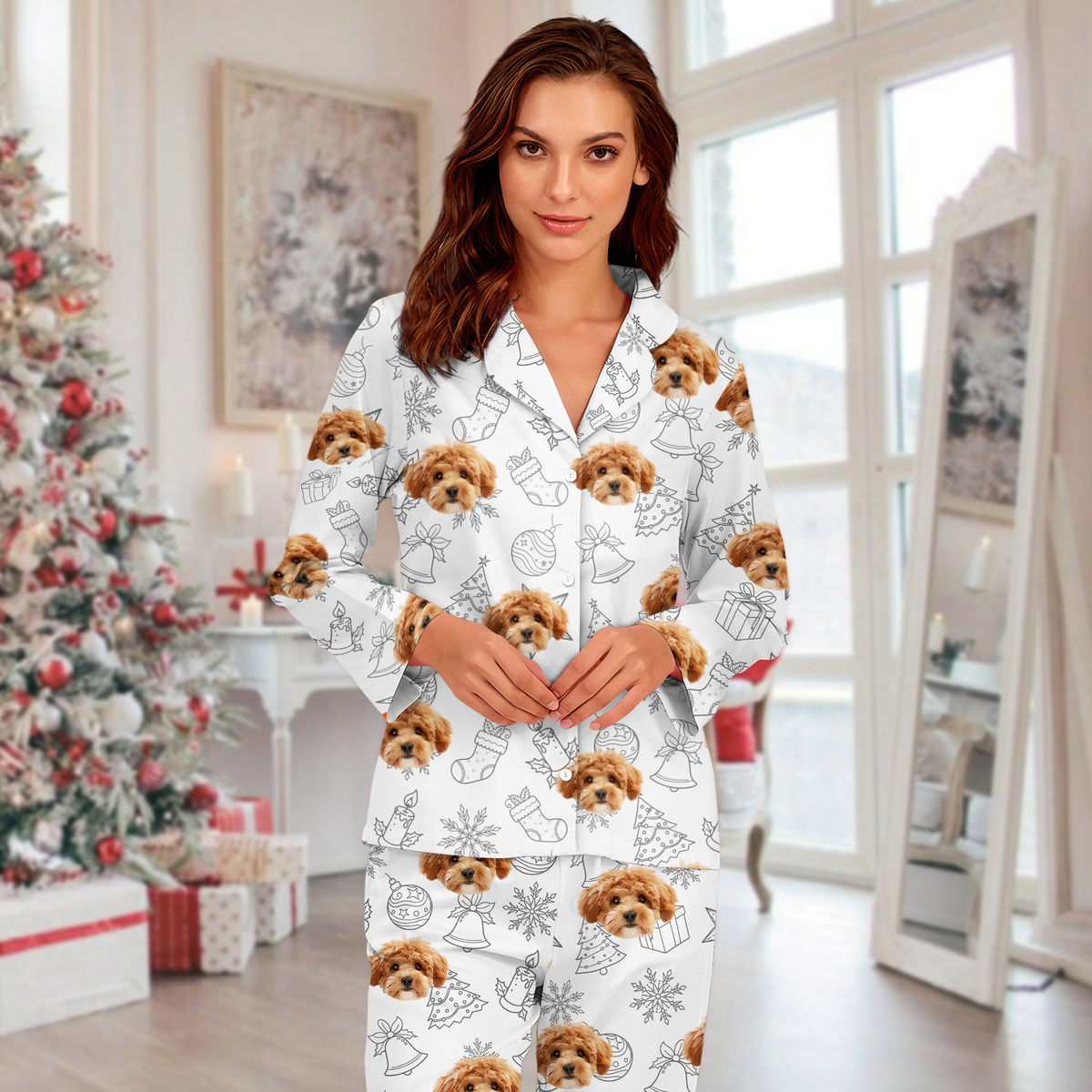 Custom Dog Photo Christmas Pajamas Christmas Gift For Pet Lovers CH07 896130