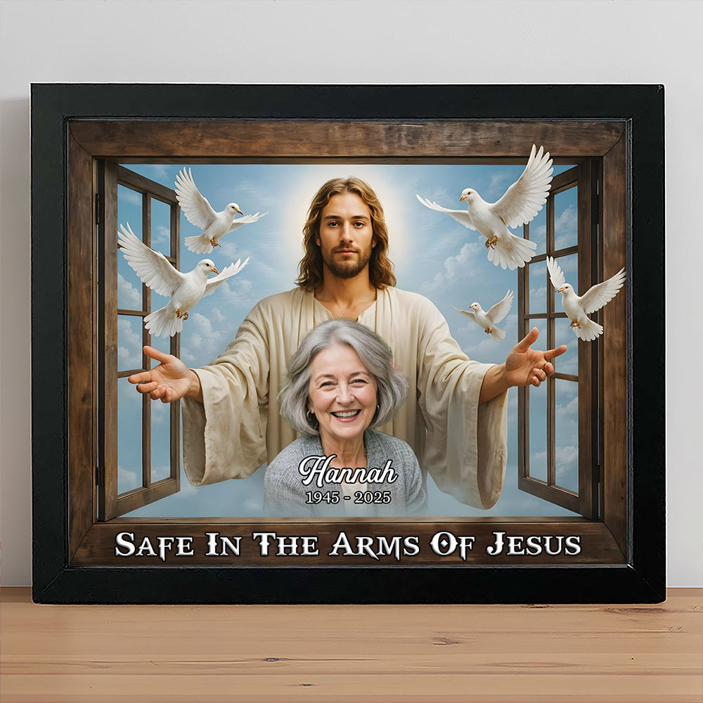 Custom Photo Safe In The Arms Of Jesus Memorial Picture Frame LM32 893901