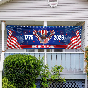 Personalized Family Name 1776-2026 250 Years Birthday America Flag Eagle Patriotic Banner HA75 898780