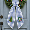 Personalized Christmas Tree Initial Stripe Wreath Sash, Custom Monogram Door Bow Decoration HO82 903918