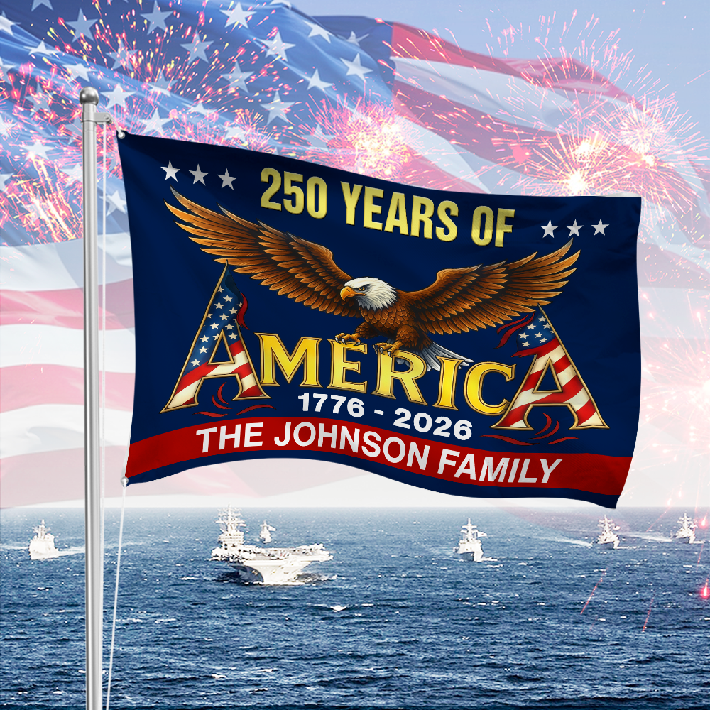 Custom Family Name America 250th Anniversary Eagle 1776-2026 House Flag HO82 901598