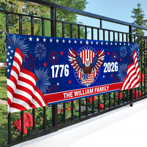 Personalized Family Name 1776-2026 250 Years Birthday America Flag Eagle Patriotic Banner HA75 898780