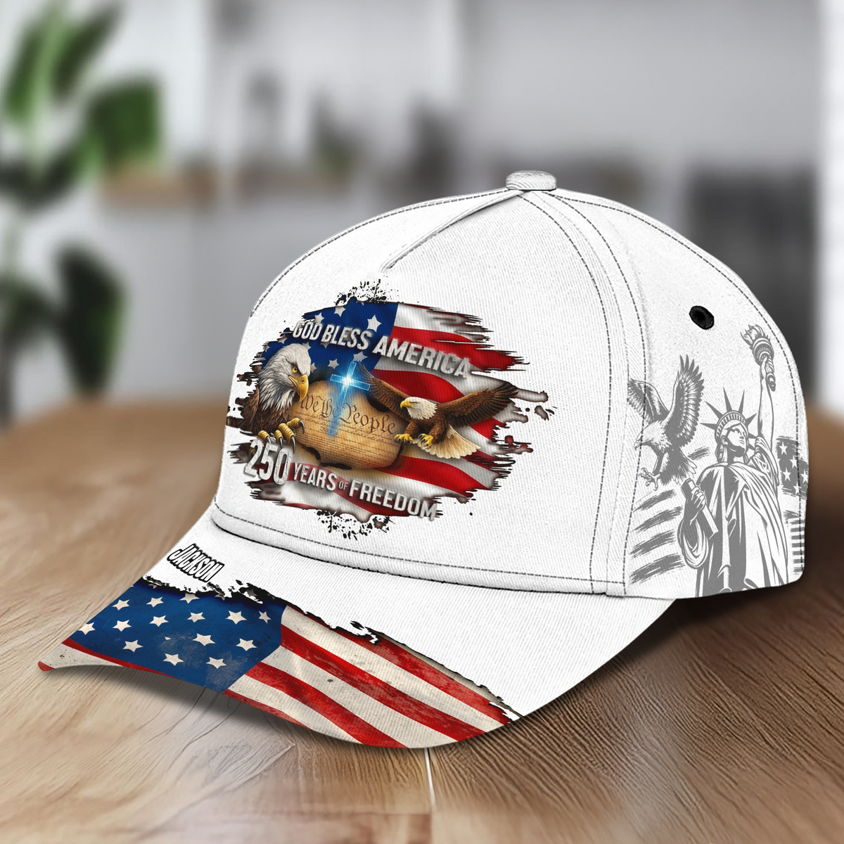 Personalized God Bless America Bald Eagle USA Flag Classic Cap CH07 911248