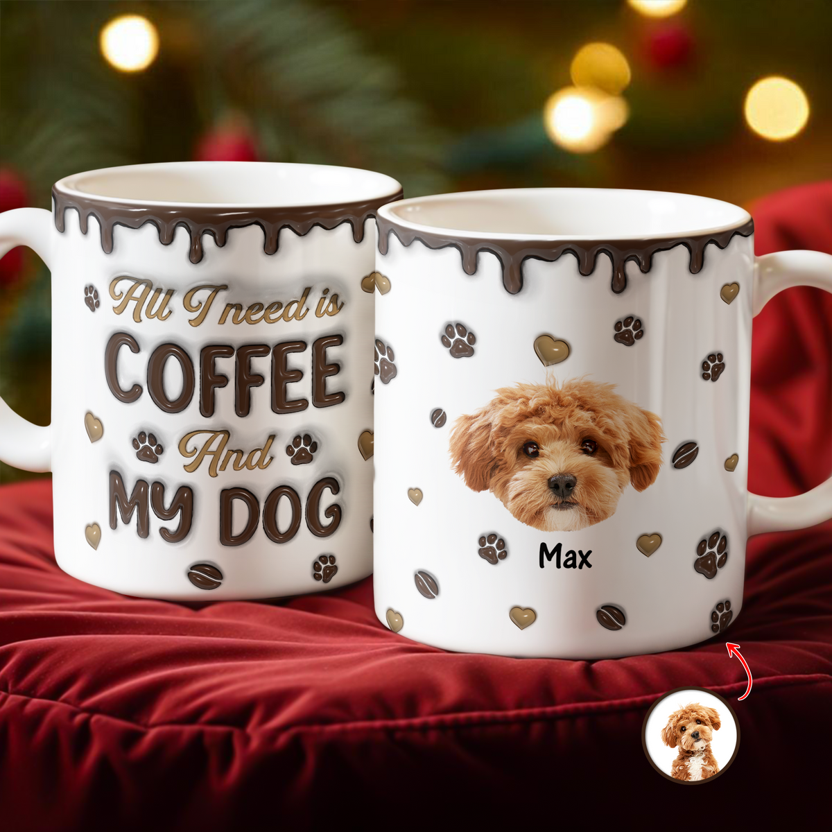 Custom Photo Coffee And Dog - Personalized 3D Inflated Effect Mug LM32 895129