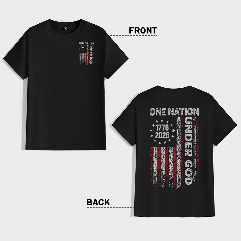 One Nation Under God America 250th 1776-2026 Back & Front Dark Shirt TH10 169059