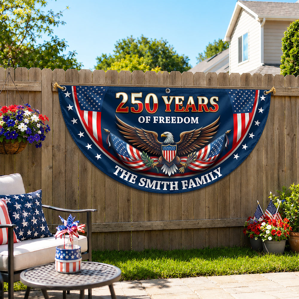Personalized 250 Years Of Freedom Non-Pleated Fan Flag USA 1776-2026 Patriotic Flag, Fourth Of July Outdoor Decor LM32 669291
