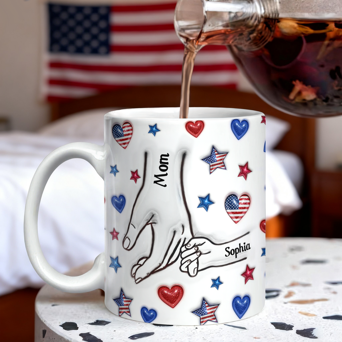 Forever Connected, Hand in Hand - Family Personalized 3D Inflated Effect Printed 3D Mug HA75 920386