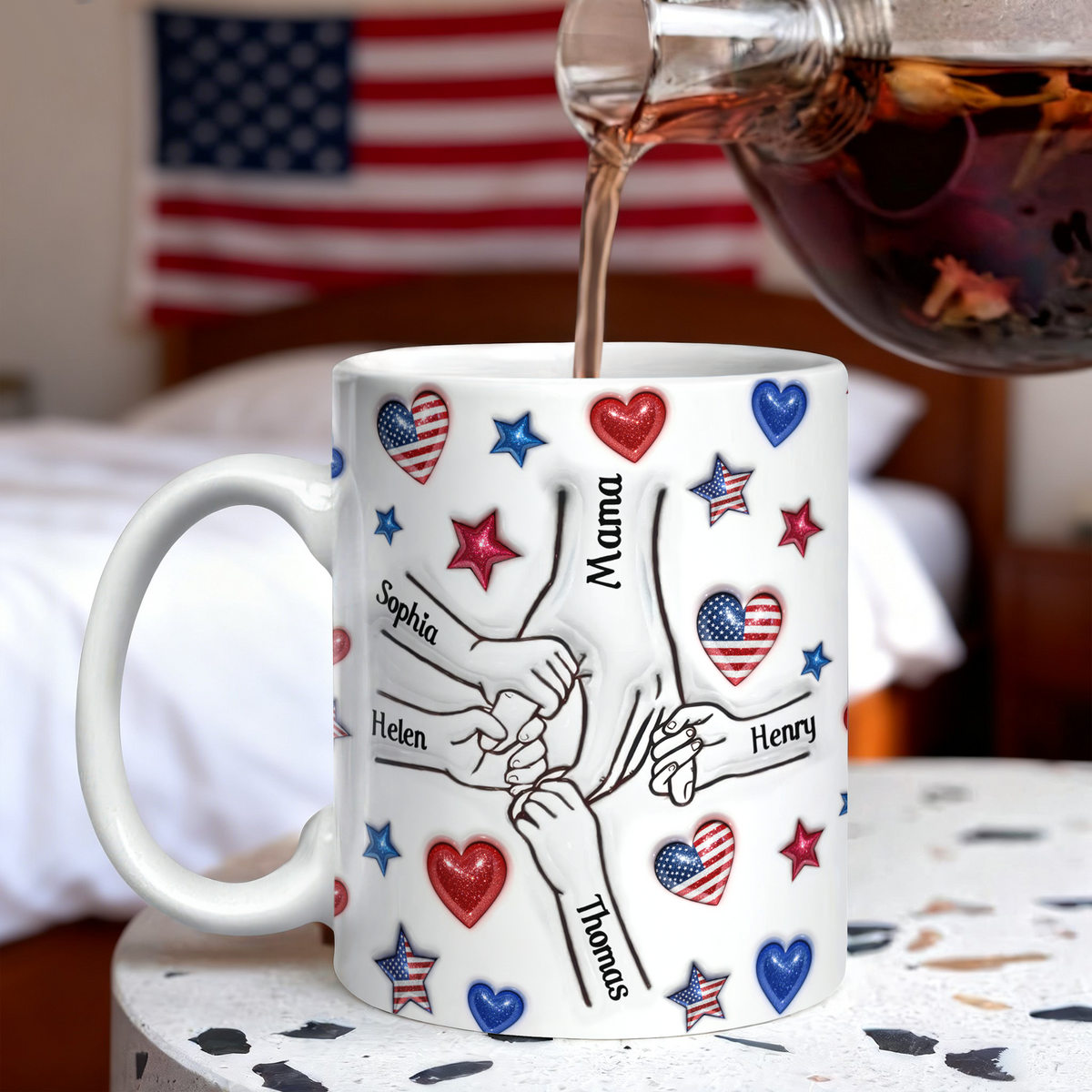 Forever Connected, Hand in Hand - Family Personalized 3D Inflated Effect Printed 3D Mug HA75 920386