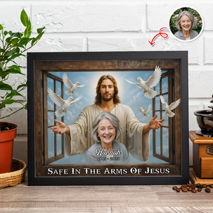 Custom Photo Safe In The Arms Of Jesus Memorial Picture Frame LM32 893901