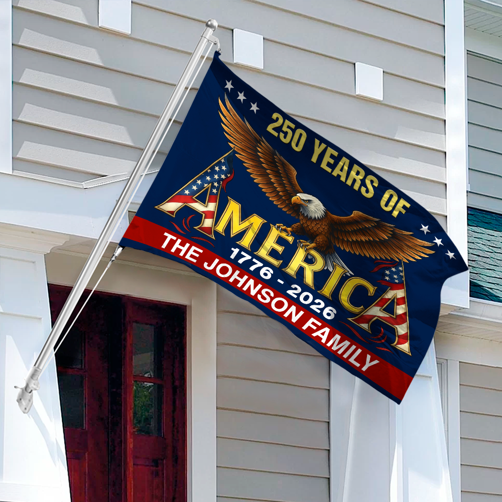 Custom Family Name America 250th Anniversary Eagle 1776-2026 House Flag HO82 901598
