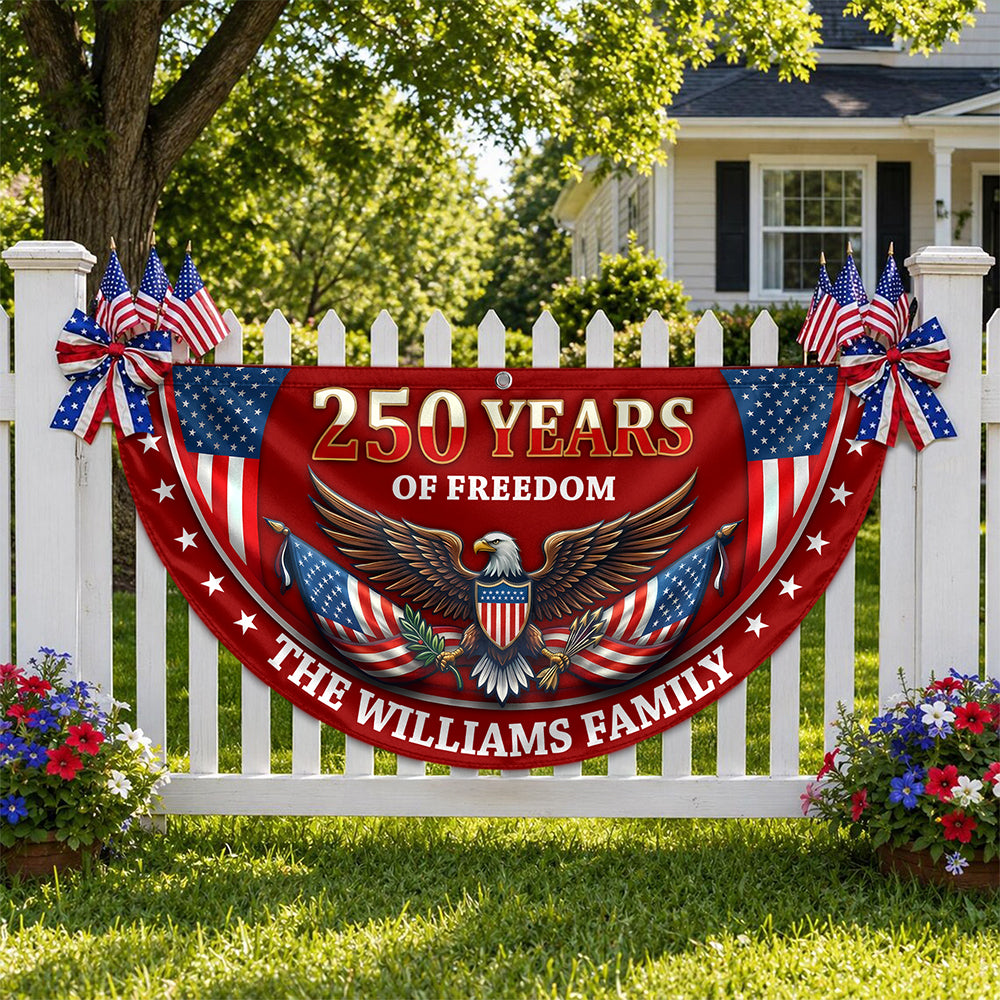 Personalized 250 Years Of Freedom Non-Pleated Fan Flag USA 1776-2026 Patriotic Flag, Fourth Of July Outdoor Decor LM32 669291