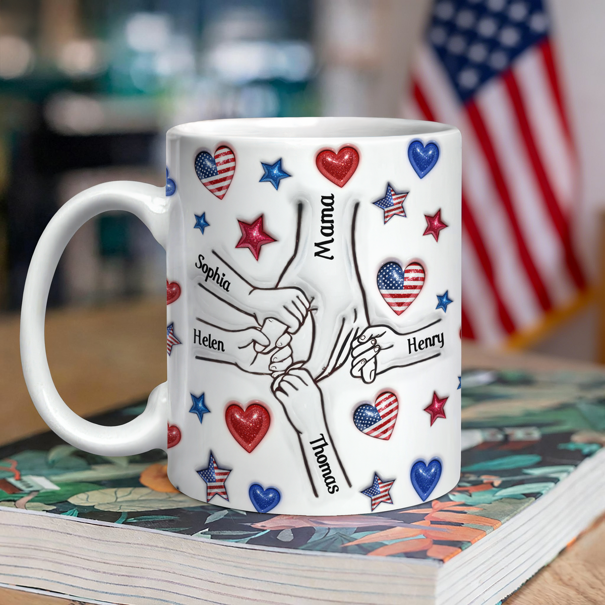 Forever Connected, Hand in Hand - Family Personalized 3D Inflated Effect Printed 3D Mug HA75 920386