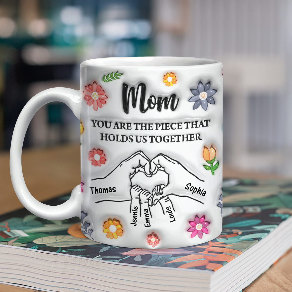 Custom Name Kids Holding Mom‘s Hand Mug 3D Inflated Effect Mug CH07 895588