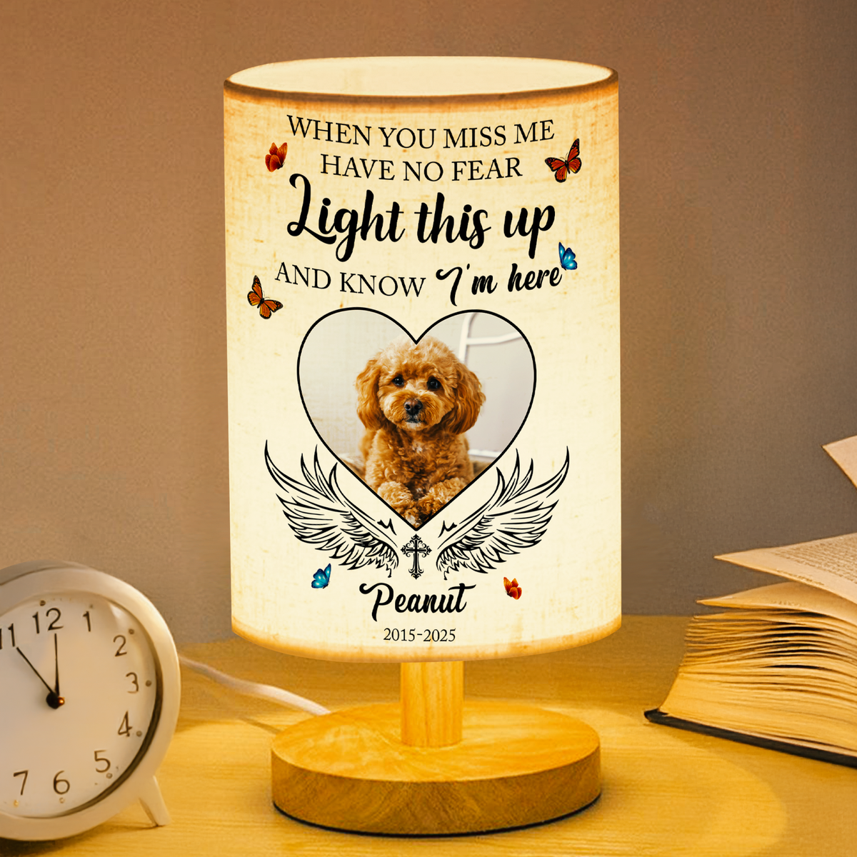 Custom Photo Love Never Leaves, It Lights Up Forever - Memorial Personalized Fabric Lamp CH07 895838